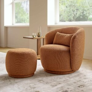 Avery Performance Bouclé Swivel Armchair 2